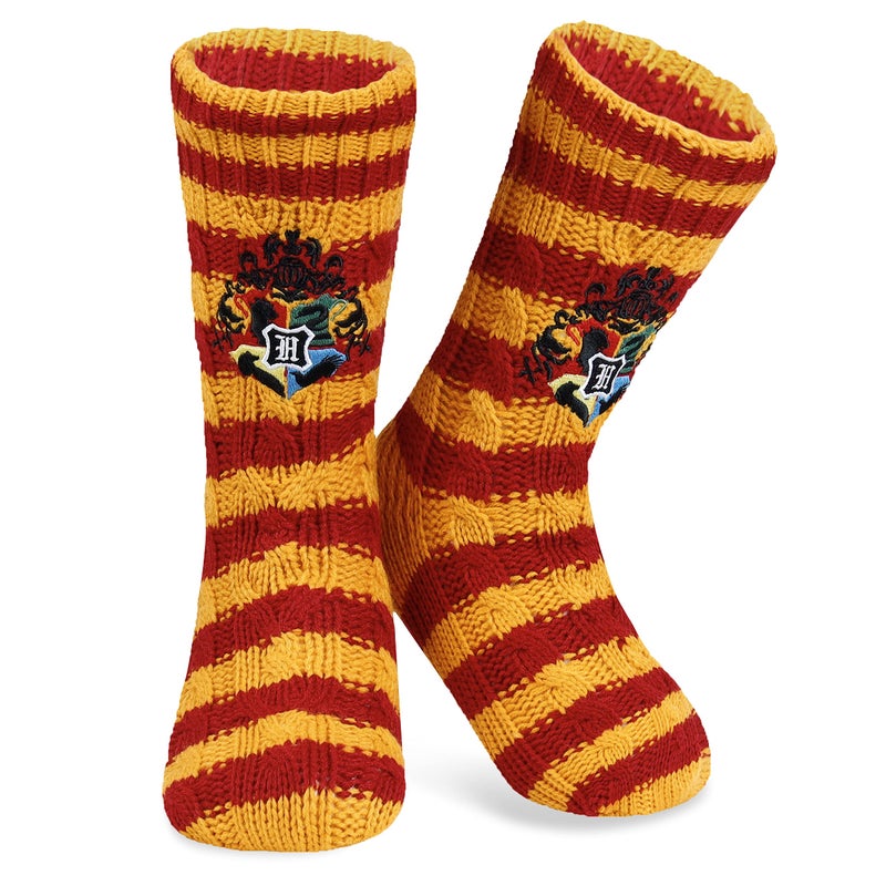 Harry Potter Womens Slipper Socks, Fleece Lined Non Slip Socks - Gifts for Her (Orange) - Image 1